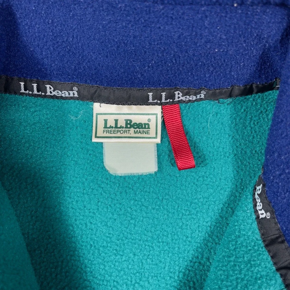 LL Bean Fleece Pullover Mens Large Teal 1/4 Zip Mock Neck Gorpcore 90s Vintage